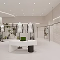 Modern Clothing Store Interior With Mannequins Hanging Clothes And Green Plants