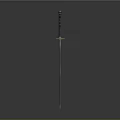 Traditional Samurai Sword Weapon With Golden Decorative Hilt And Sharp Blade