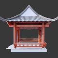 Traditional Chinese Pavilion With Curved Eaves Tiled Roof And Carved Railings