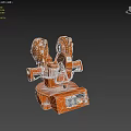 Orange Intelligent Industrial Robotic Machine With Mechanical Arm And Automation Components