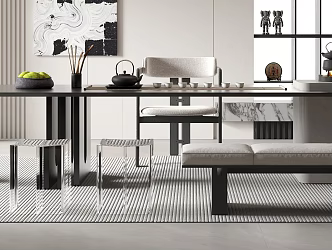 Tea Table and Chair Combination Tea Table Tea Table Tea Set 3d model