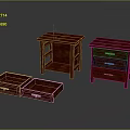 Red Wooden Bedside Tables With Drawers Shelves And Functional Storage Design