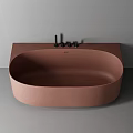 Modern Cementoid Bathtub Featuring Oval Shape Design And Multiple Color Options 3d model