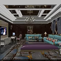 Luxury KTV Interior Design With Crystal Chandelier Comfortable Sofas And TV Screen