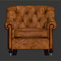 Elegant Orange Armchair With Velvet Upholstery Button Tufted Design And Wooden Legs