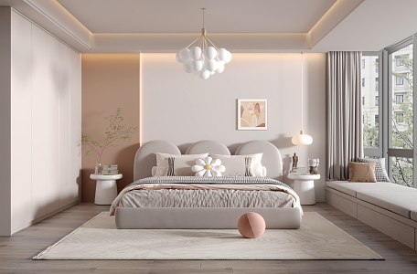 Cream bedroom Modern children's room 3d model