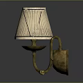 Pair of Modern Wall Sconces with Ribbed Glass Shades and Metal Frame