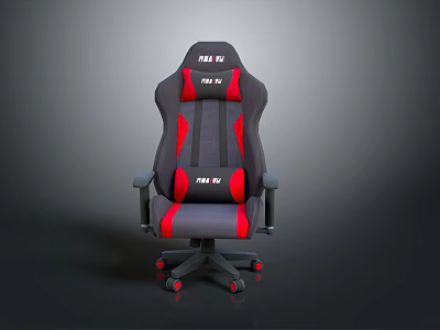 Ergonomic Black Red Gaming Chair With FURY Logo And Adjustable Armrests 3d model
