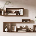 Solid Wood Bookshelf Storage Rack 3d model