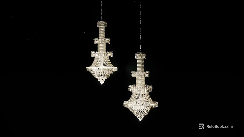 Contemporary Modern Chandeliers With Unique Layered Structure Hanging On Black Background 3d model 