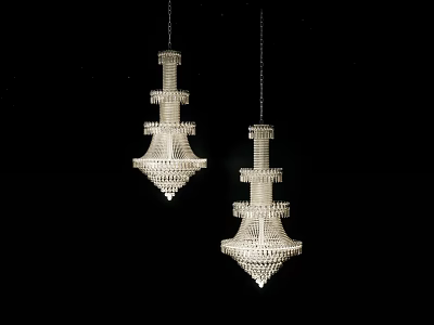 Contemporary Modern Chandeliers With Unique Layered Structure Hanging On Black Background 3d model