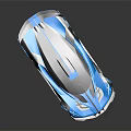 Futuristic Concept Car With Sleek Blue Gray Body And Neon Blue Accents