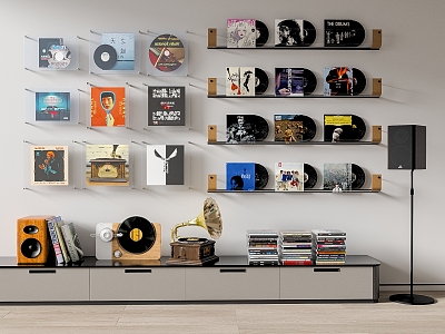 Modern record ornaments vinyl record disc audio bookcase 3d model