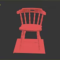 Wooden Chair With Carved Legs Curved Backrest And Armrest On Tile Base