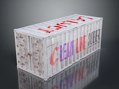 Clean Line Sover Container with Light Text and Metallic Surface Design 3d model