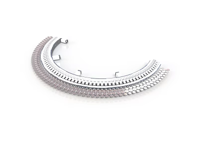 Silver Multi layer Arc Shaped Jewelry Pendant With Inlaid Crystals And Geometric Patterns 3d model