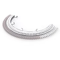 Silver Multi layer Arc Shaped Jewelry Pendant With Inlaid Crystals And Geometric Patterns