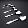 Silver Stainless Steel Utensil Set With Various Shaped Spoons For Kitchen Use 3d model