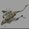 Fantasy Character Design Featuring Mechanical Aquatic Creature With Spikes And Transparent Sections