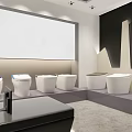 Modern Bathroom Fixtures Showroom Interior With Toilets Sinks And Displays