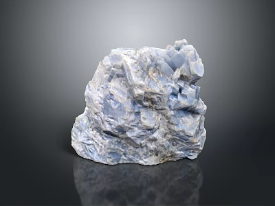 Natural Wood Stone Specimen Featuring Blue White Crystal Texture And Rough Surface 3d model