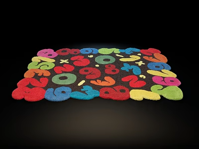 Colorful Shaped Design Carpet Featuring Various Playful Patterns And Vibrant Colors 3d model