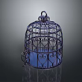 Ornamental Metal Birdcage With Intricate Scroll Design For Home Decor