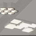 Modern Geometric Ceiling Light With LED Lamps Metal Frame And White Panels