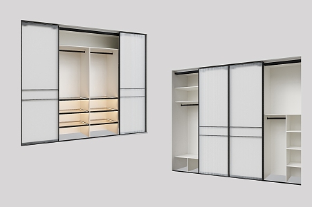 Modern simple sliding door embedded wardrobe embedded wardrobe sliding door 3d model