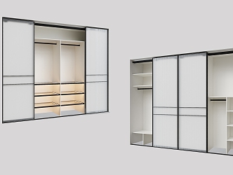 Modern simple sliding door embedded wardrobe embedded wardrobe sliding door 3d model