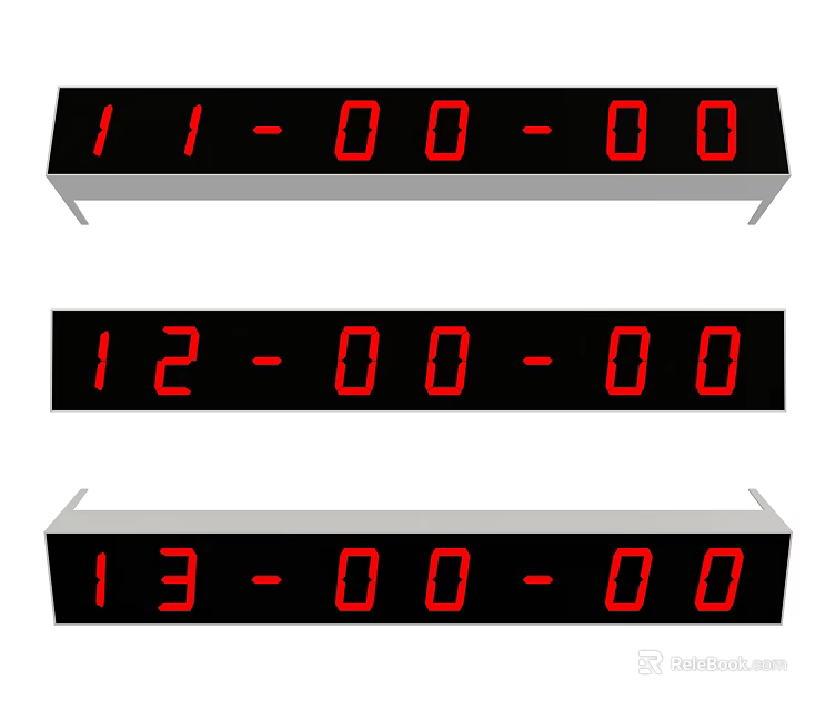 Industrial Equipment Digital Display Timers With Red Digits Black Background And Mounting Brackets 3d model 