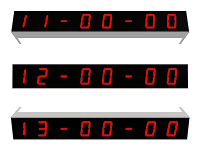 Industrial Equipment Digital Display Timers With Red Digits Black Background And Mounting Brackets 3d model