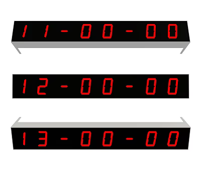 Industrial Equipment Digital Display Timers With Red Digits Black Background And Mounting Brackets 3d model