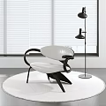Modern Leisure Chair With White Seat Black Frame Floor Lamp And Blinds On White Rug