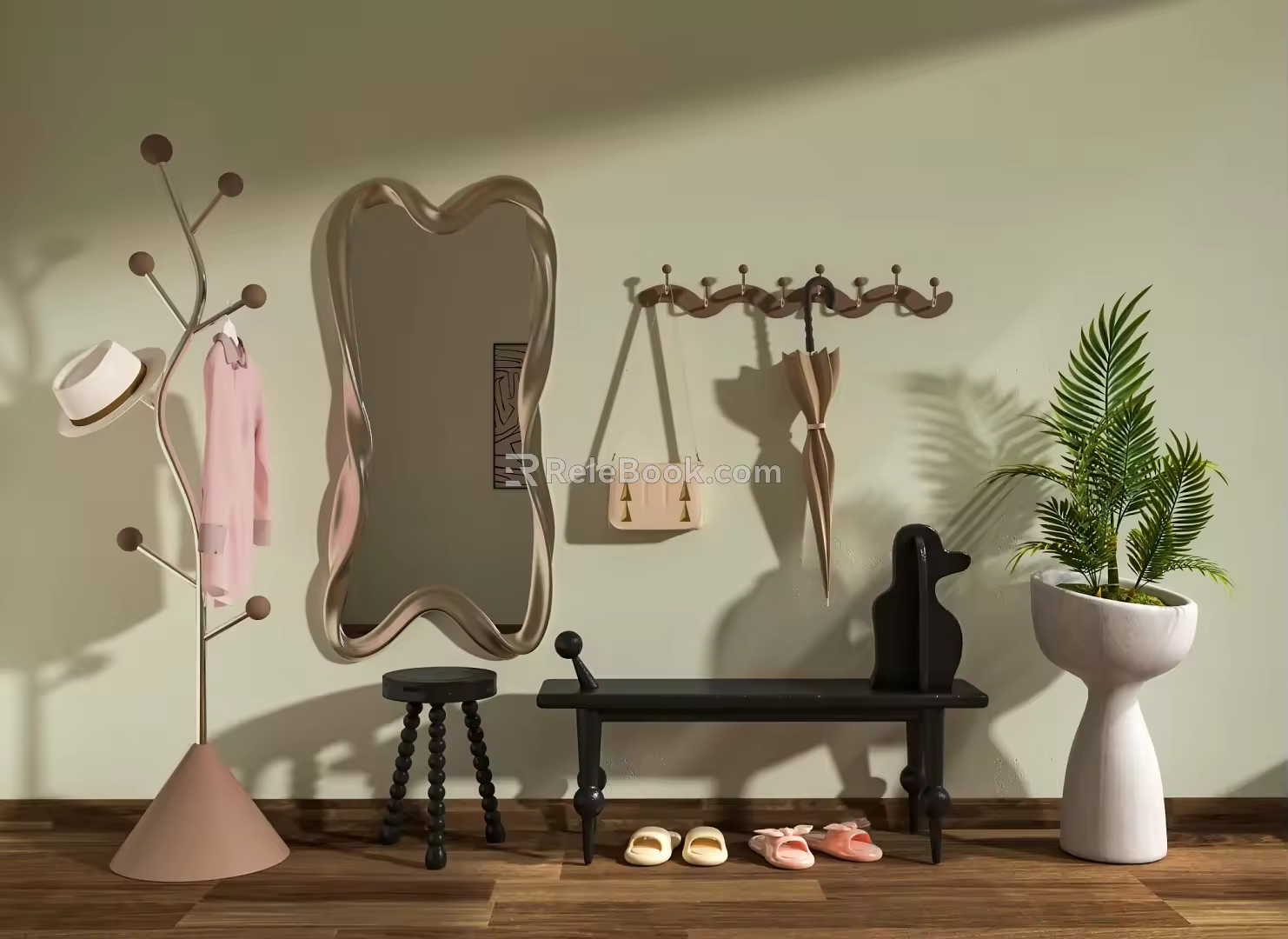 Mirror Shoe Changing Stool Hanger 3d model