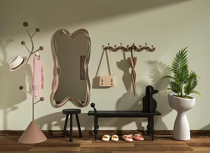Mirror Shoe Changing Stool Hanger 3d model