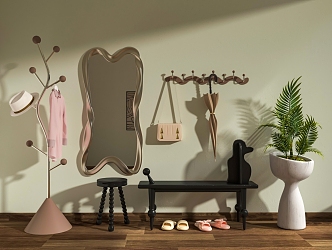 Mirror Shoe Changing Stool Hanger 3d model