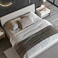 Modern Double Bed Bedroom Interior With Nightstands Lamps And Window View