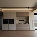 Modern Sideboard Design With Beige Light Wood Cabinets Drawers Open Shelves And Built in Lighting