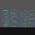 Multiple Blue Lines Form Various Shaped Frames On Black Background With Reflections 3d model