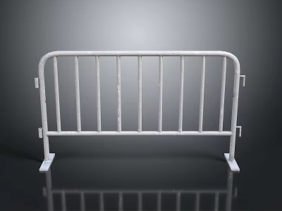 Sturdy White Metal Barrier Featuring Multiple Railings And Stable Base For Event Crowd Control 3d model