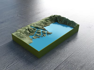Commercial Equipment 3D Terrain Model Display Featuring Mountain And Water Structure 3d model