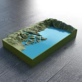 Commercial Equipment 3D Terrain Model Display Featuring Mountain And Water Structure 3d model