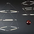 Modern Geometric Multi layer Metal Frame Light Bars Chandelier Interior Design 3d model
