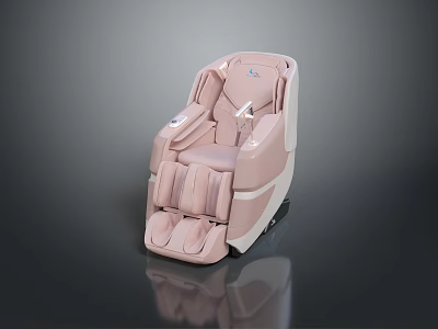 Modern Massage Armchair With Light Pink Upholstery And Multiple Control Panels 3d model