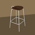 Modern Bar Stool with Wooden Seat and Metal Frame in Simple Light Colored Setting