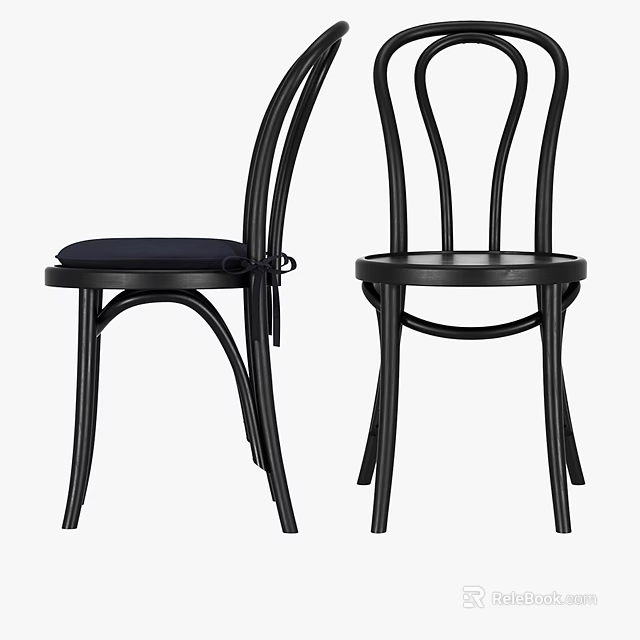 Modern Black Dining Chairs With Curved Backrest And Upholstered Seat Design 3d model 