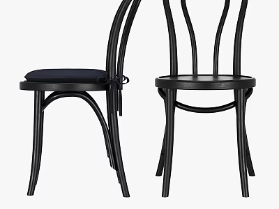 Modern Black Dining Chairs With Curved Backrest And Upholstered Seat Design 3d model