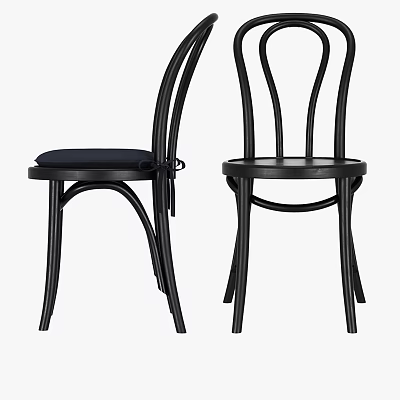Modern Black Dining Chairs With Curved Backrest And Upholstered Seat Design 3d model