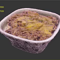 Cheesy Baked Pasta With Savory Filling In Black And White Checkered Container